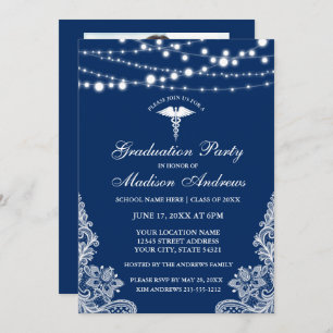 Nurse Lace Blue Grad Party Invitation - Retour Pho