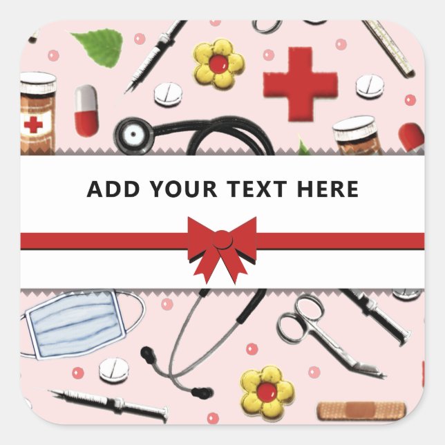 Nurse or Doctor Personalized Square Sticker (Devant)