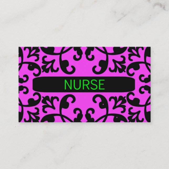 Nurse Pink Damask Carte de visite (Devant)