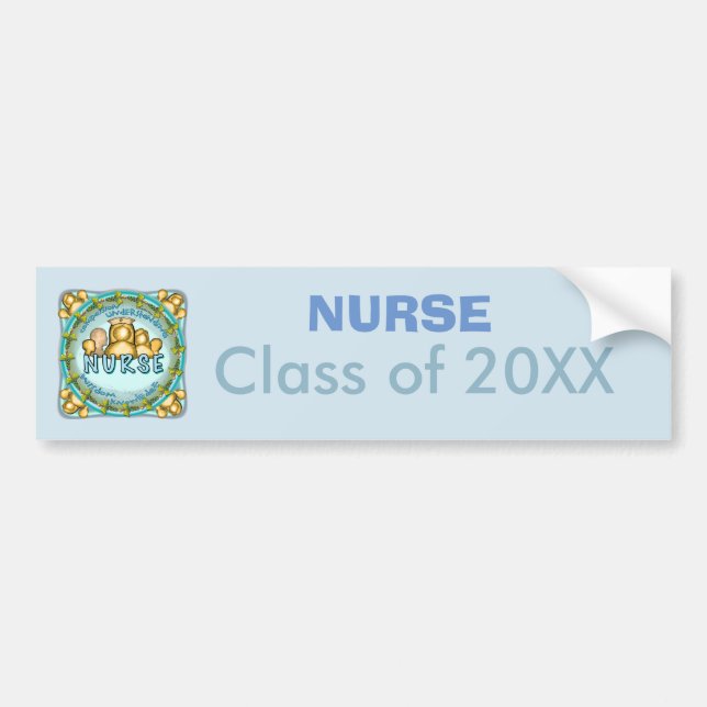 Nurse Rainbow Motto custom year bumper sticker (Devant)