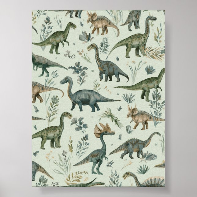 Nursery de dinosaures | Art mural vert | Imprimabl (Devant)