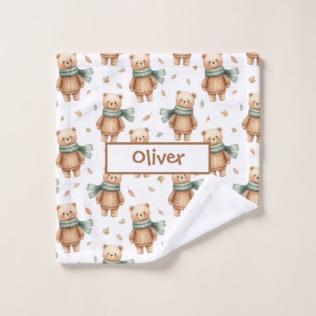 Nursery Ours en Peluche Automne Cosy (Gant de toilette)
