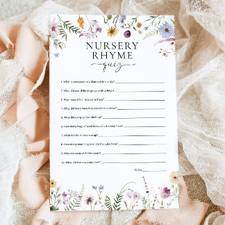 Nursery Rhyme Quiz Baby shower Fleur sauvage