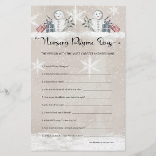 Nursery Rhyme Quiz Baby shower Snowman
