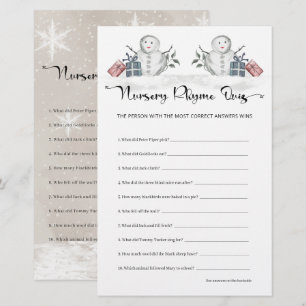 Nursery Rhyme Quiz Baby shower Snowman