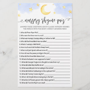 Nursery Rhyme Quiz jeu de Baby shower avec réponse