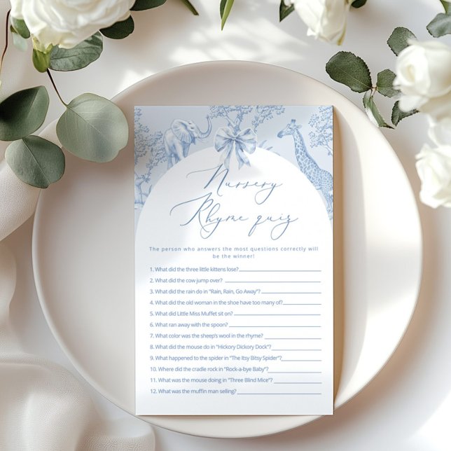 Nursery Rhyme Quiz Toile Safari jeu de baby shower (Créateur téléchargé)