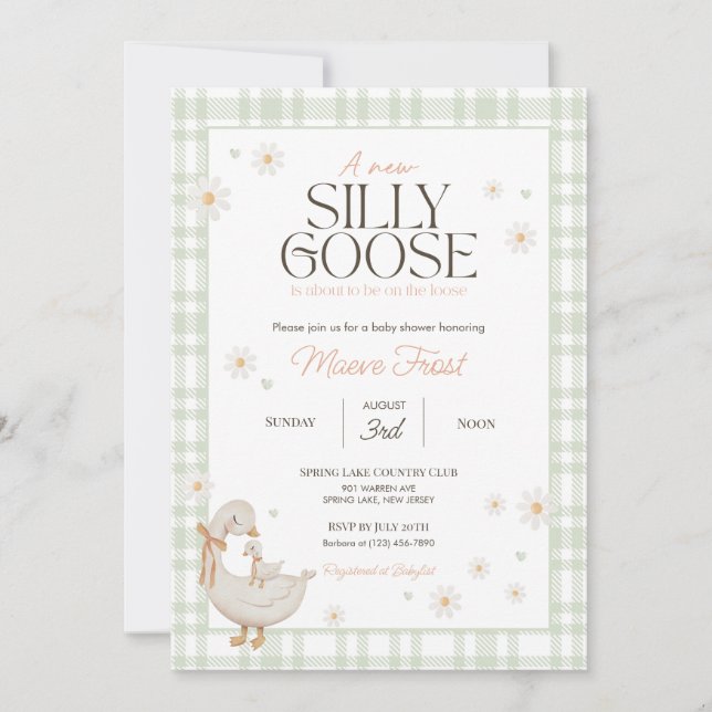 Nursery Rhyme Silly Goose Baby shower Invitation (Devant)