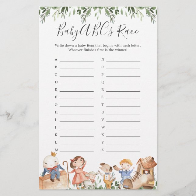 Nursery Rhymes Baby shower ABC's Race Game (Devant)