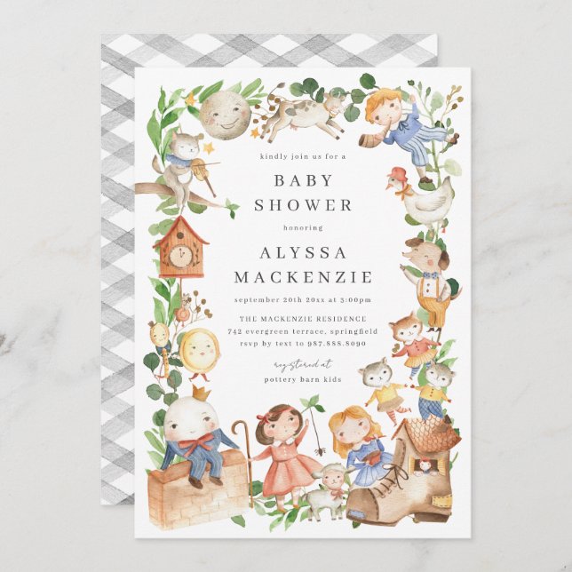 Nursery Rhymes Baby Shower Invitation (Devant / Derrière)