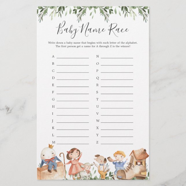 Nursery Rhymes Baby shower Nom de la course Jeu (Devant)