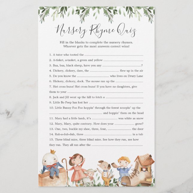 Nursery Rhymes Baby shower Nursery Rhyme Jeu (Devant)