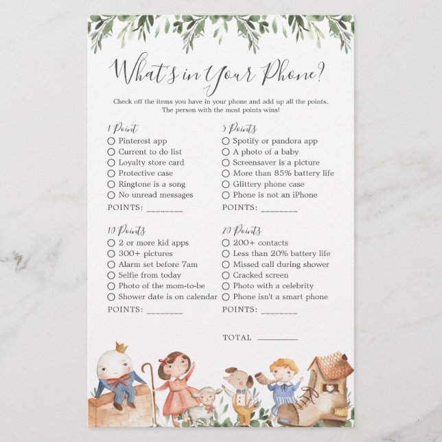 Nursery Rhymes Baby shower Qu'est-ce que votre tél (Devant)