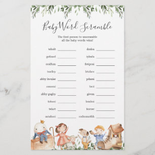 Nursery Rhymes Baby shower Word Scramble Jeu