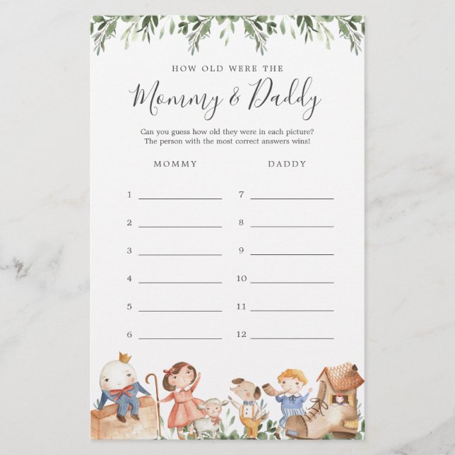 Nursery Rhymes Quel Âge Avaient-Ils Jeu Carte (Devant)