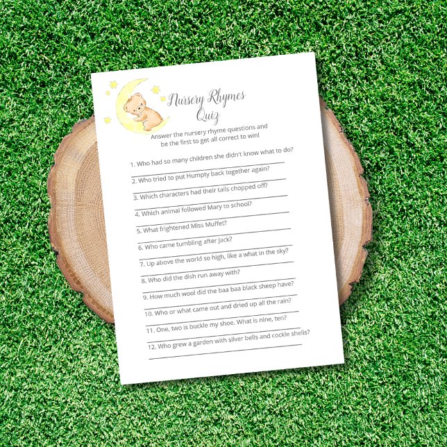 Nursery Rhymes Quiz Baby Sprinkle Game Card (Créateur téléchargé)