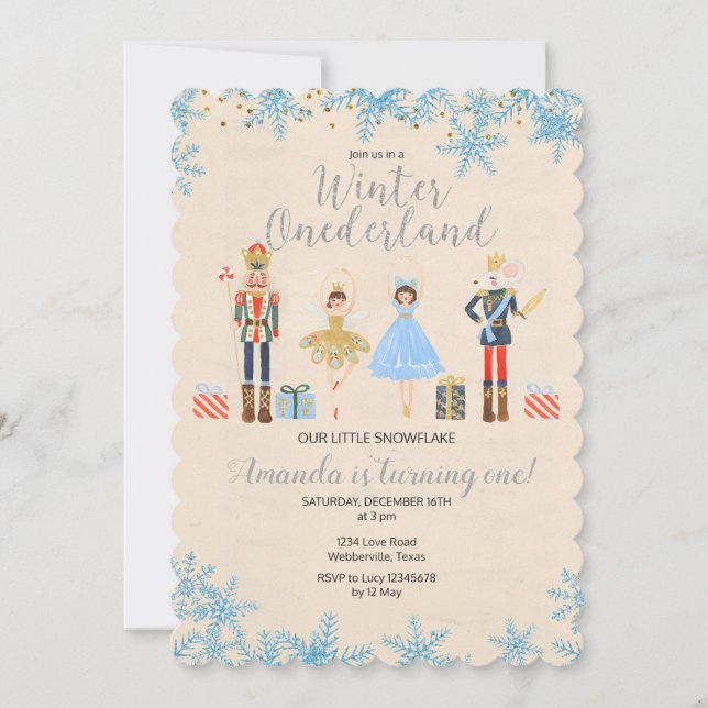 Nutcracker Ballet Anniversaire invitation hiver (Devant)