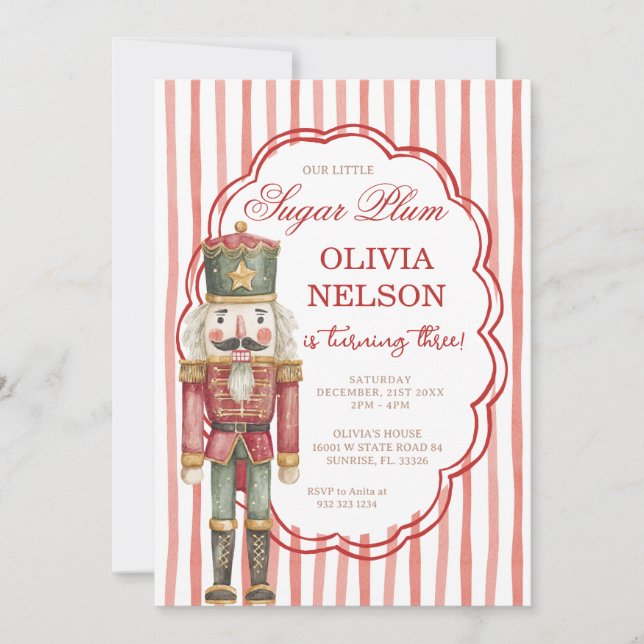 Nutcracker Birthday Sugar Plum Ballet Invitation (Devant)