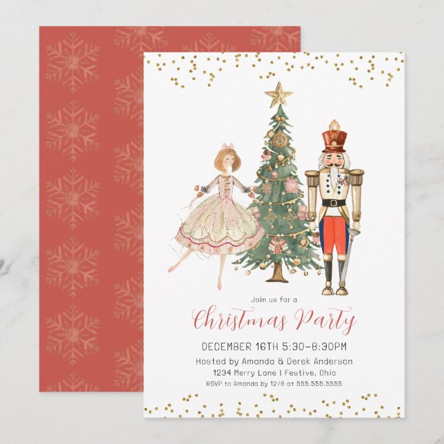 Nutcracker Christmas Party Invitation (Devant / Derrière)