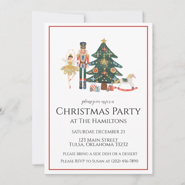 Nutcracker Christmas Party Invitation (Devant)