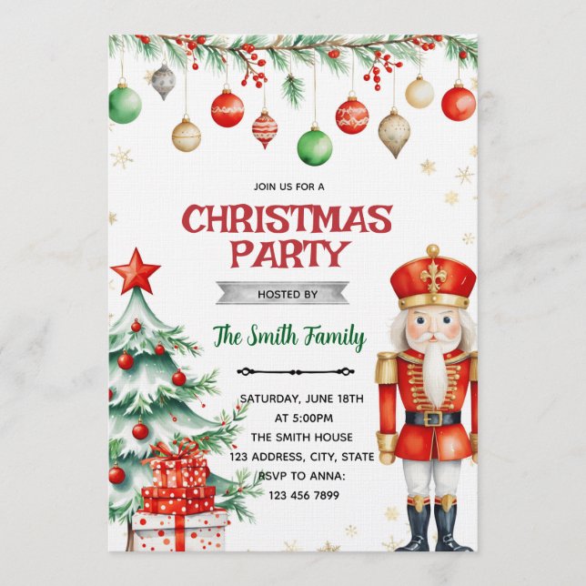 Nutcracker Christmas Party Invitation (Devant)