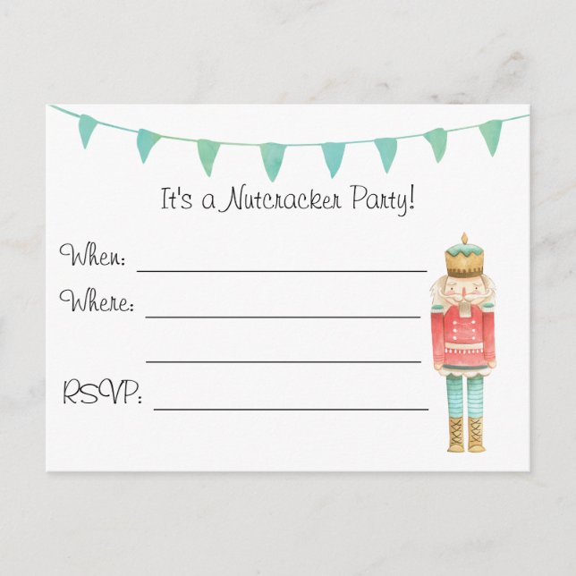 Nutcracker Christmas Postcard Invitation (Devant)