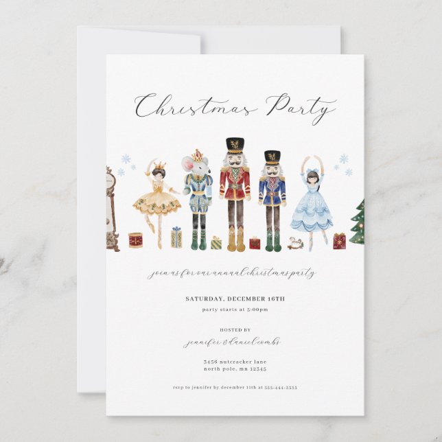 Nutcracker Fête de Noël Invitation Fête de Fêtes (Devant)