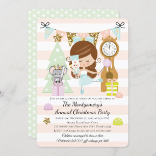 Nutcracker Fête de Noël Invitations Brunette
