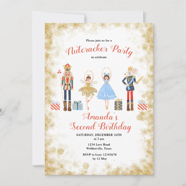 Nutcracker hiver Anniversaire Gold Invitation (Devant)