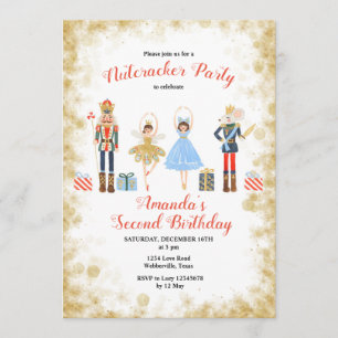 Nutcracker hiver Anniversaire Gold Invitation