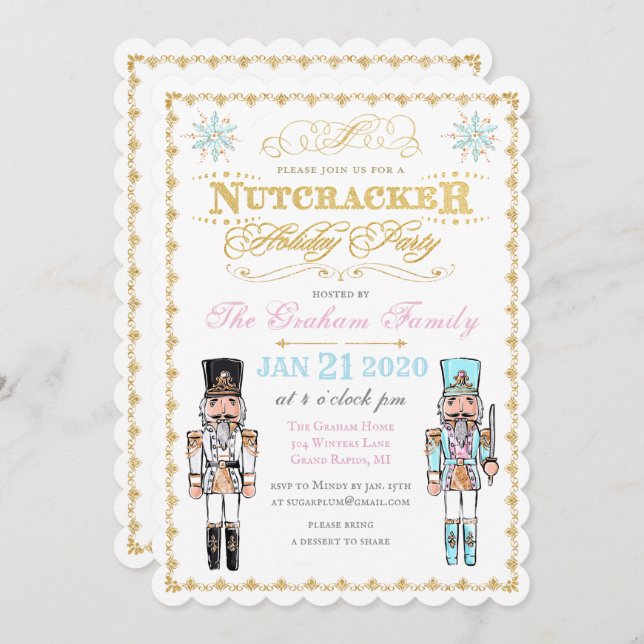 Nutcracker Hiver Fête Invitation (Devant / Derrière)