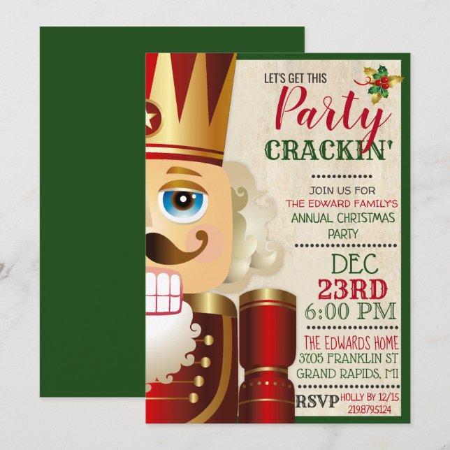 Nutcracker Holiday Christmas Invitation (Devant / Derrière)