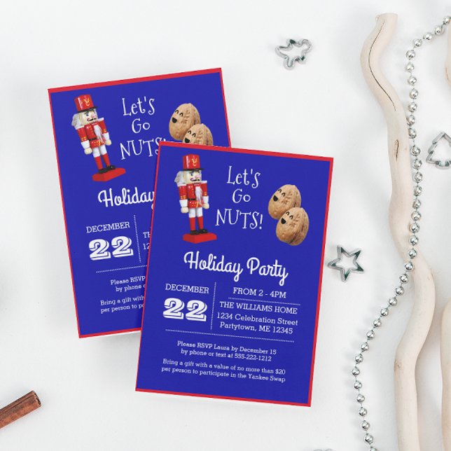 Nutcracker Let's Go Nuts Blue Holiday Invitation (Créateur téléchargé)