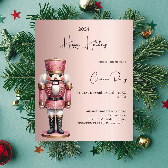Nutcracker rose or Noël invitation (Créateur téléchargé)