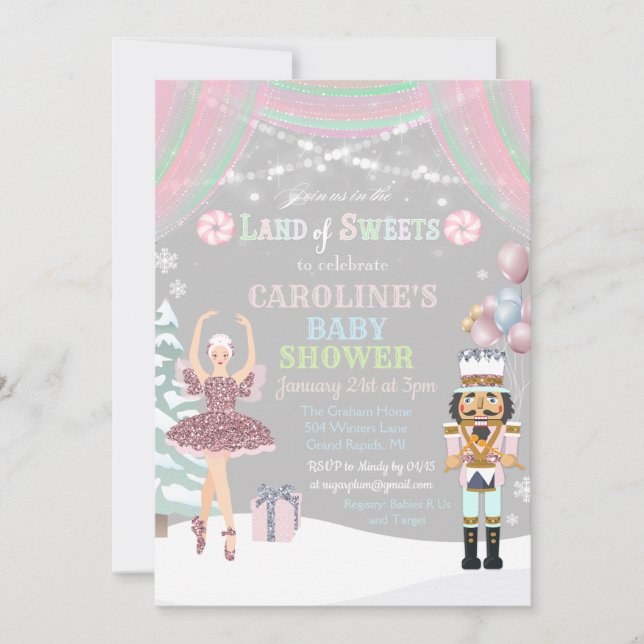 Nutcracker Sugar Plum Baby shower Invitation (Devant)