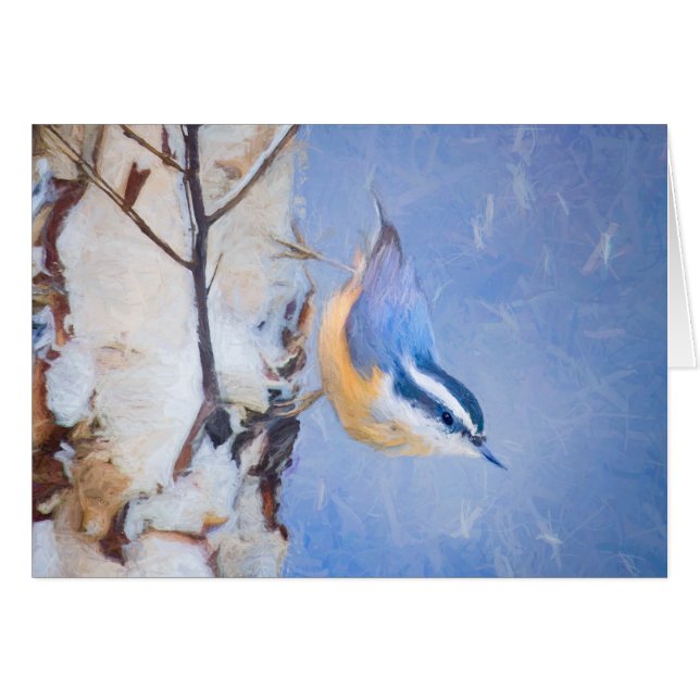 Nuthatch à poitrine rouge Peinture d'art original  (Devant horizontal)