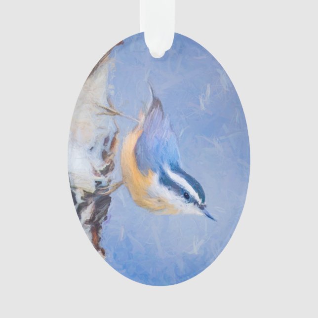 Nuthatch à poitrine rouge Peinture d'art original  (devant)