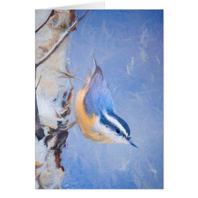 Nuthatch à poitrine rouge Peinture d'art original  (Devant)