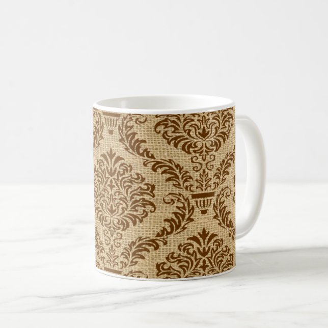 Nutmeg Parisian Moods Damask Coffee Mug (Devant droit)