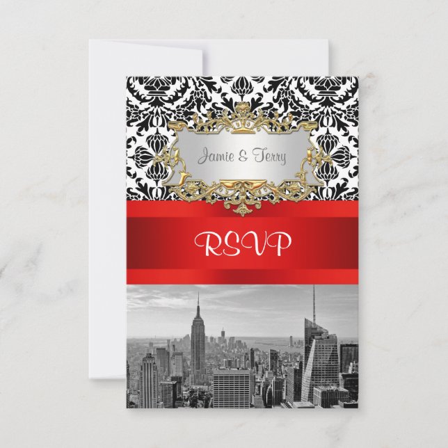 NY City Skyline BW 432 Damask RSVP 1 (Devant)