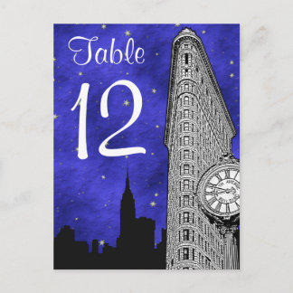 NYC Flatiron Skyline Silhouette Bl Numéro de table