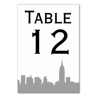 NYC Gris Skyline Silhouette Numéro de table
