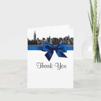 NYC large Skyline Etched BW Royal Blue Merci
