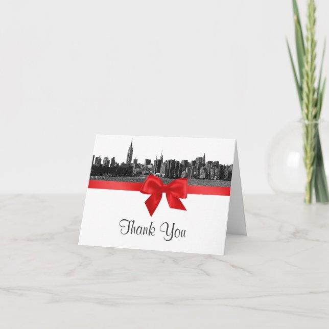 NYC large Skyline Etted BW Red H Merci (Devant)