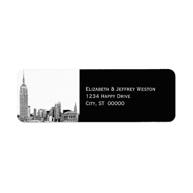 NYC Skyline 01 Etched do-it-yourself BG Étiquette  (Devant)