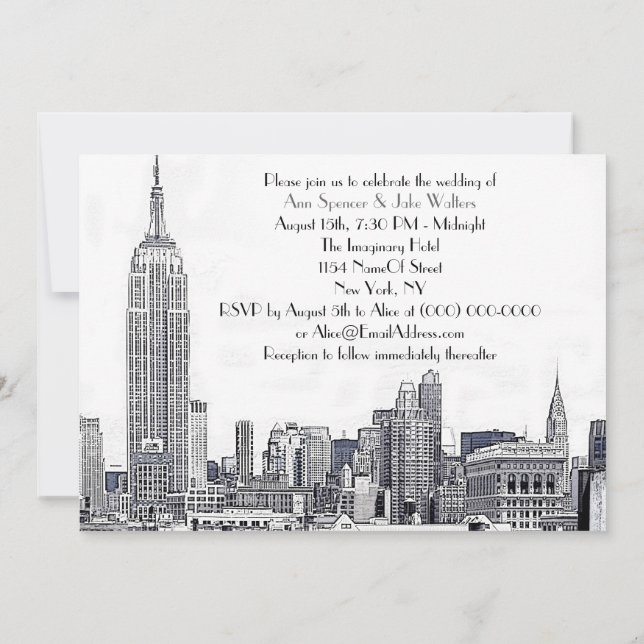 NYC Skyline 01 Etched Wedding Invitation 2 (Dos)
