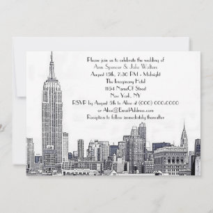 NYC Skyline 01 Etched Wedding Invitation 2