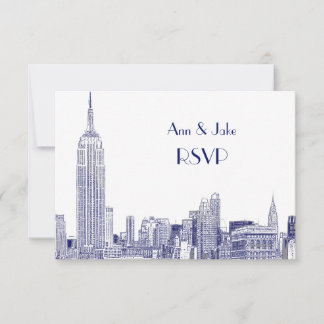 NYC Skyline 01 Gravé Blanc RSVP #2 Bleu
