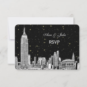 NYC Skyline 01 Gravé Étoilé Fond DIY Couleur RSVP 
