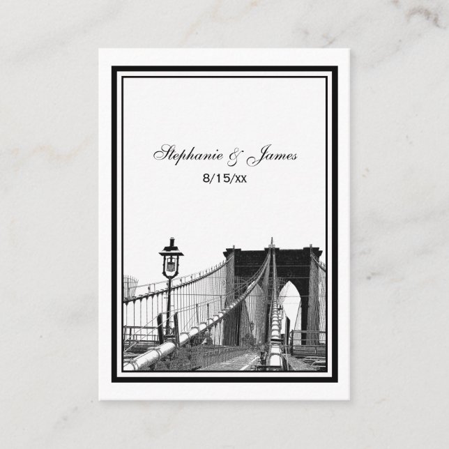 NYC Skyline Bklyn Bridge #2 Etched Escort Cartes # (Devant)